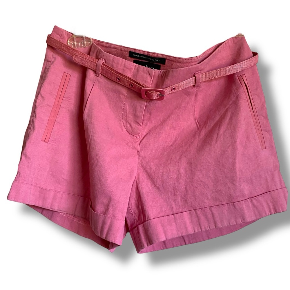Bebe Pink Linen Blend 3" Inseam Barbiecore 90s Shorts With Removable Belt Sz 2